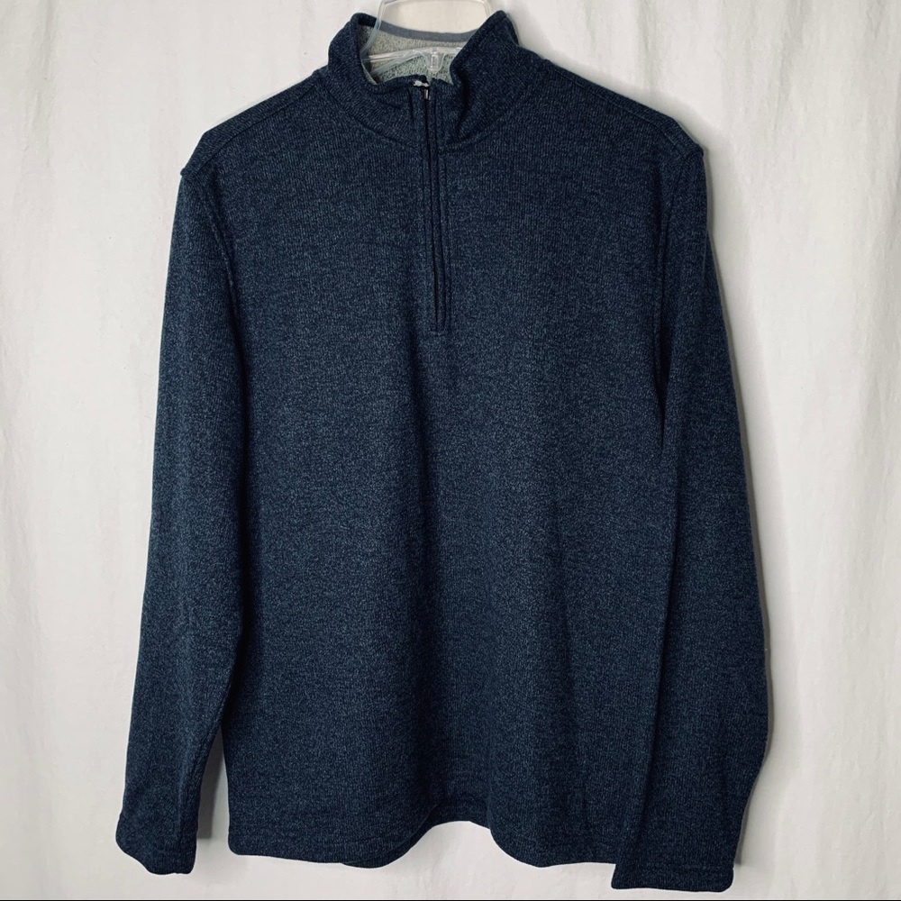 IZOD 1/2 ZIP SWEATER MARBLED NAVY KNIT PULLOVER SWEATER M